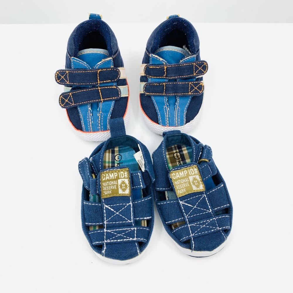 SET OF TWO Carter's Koala Baby Infant Sneaker Shoes SZ 1 Soft Blue Comfort Cloth